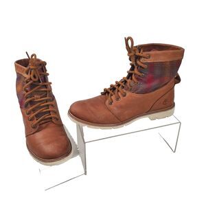 Timberland Women's Boots Size 8 Brown Leather Plaid Flannel Pendleton Bramhall